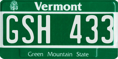 VT license plate GSH433