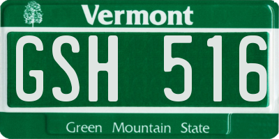 VT license plate GSH516
