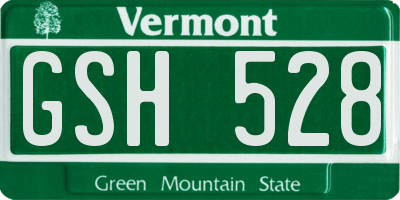 VT license plate GSH528