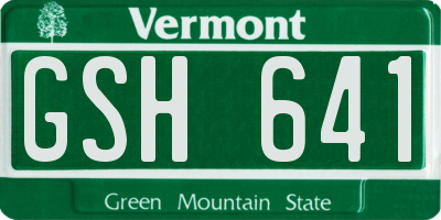 VT license plate GSH641