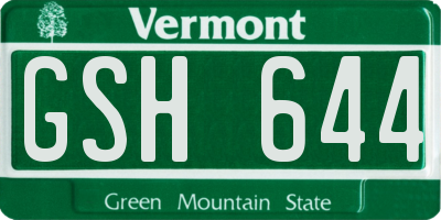 VT license plate GSH644