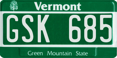 VT license plate GSK685