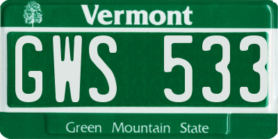 VT license plate GWS533