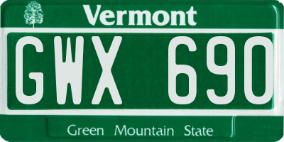 VT license plate GWX690