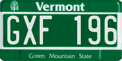 VT license plate GXF196