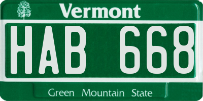VT license plate HAB668
