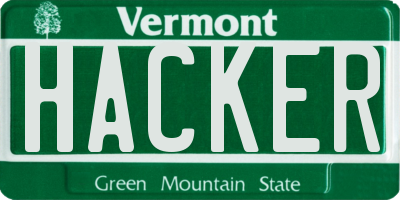 VT license plate HACKER