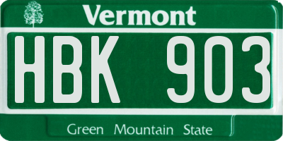 VT license plate HBK903