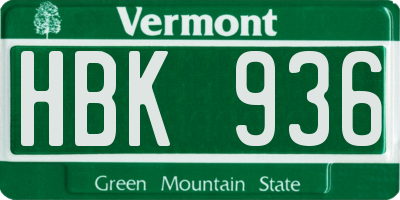 VT license plate HBK936