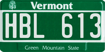 VT license plate HBL613