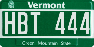 VT license plate HBT444