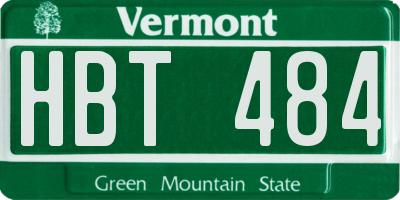 VT license plate HBT484