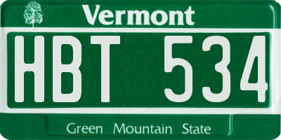 VT license plate HBT534