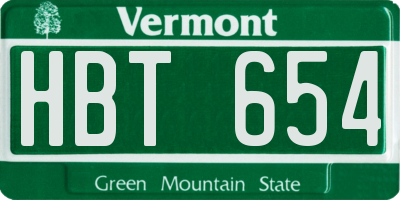 VT license plate HBT654