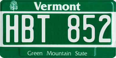 VT license plate HBT852