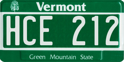 VT license plate HCE212