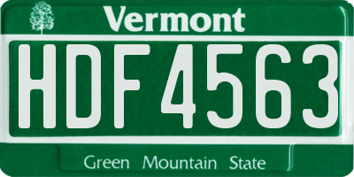 VT license plate HDF4563
