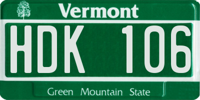 VT license plate HDK106