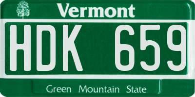 VT license plate HDK659