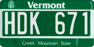 VT license plate HDK671
