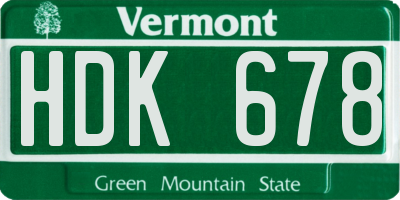 VT license plate HDK678
