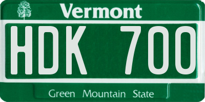 VT license plate HDK700