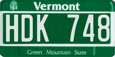 VT license plate HDK748