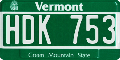 VT license plate HDK753
