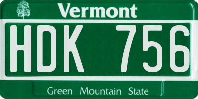 VT license plate HDK756