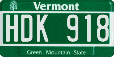 VT license plate HDK918