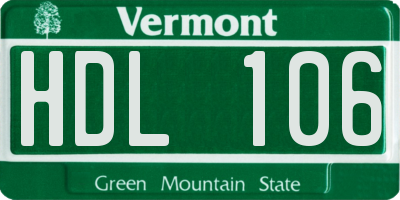 VT license plate HDL106