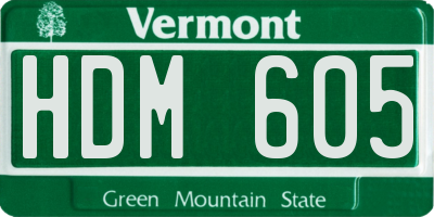 VT license plate HDM605