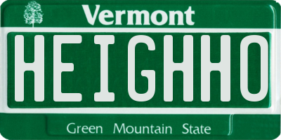 VT license plate HEIGHHO
