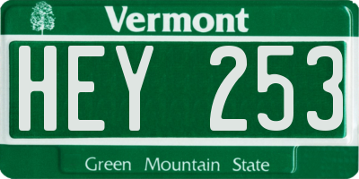 VT license plate HEY253