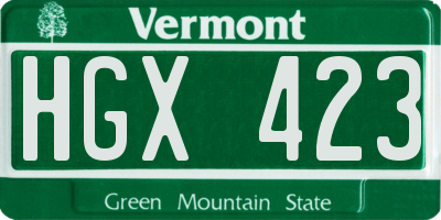 VT license plate HGX423