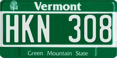 VT license plate HKN308