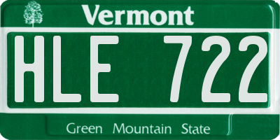 VT license plate HLE722