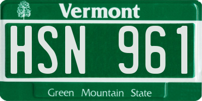 VT license plate HSN961