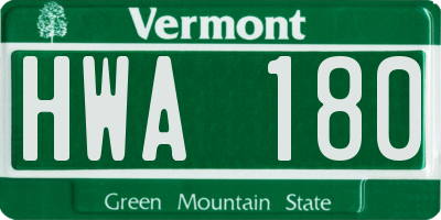 VT license plate HWA180