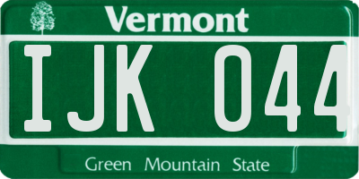 VT license plate IJK044