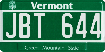 VT license plate JBT644