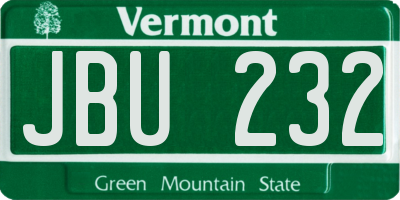 VT license plate JBU232