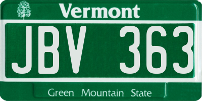 VT license plate JBV363