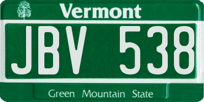 VT license plate JBV538