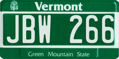 VT license plate JBW266