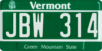 VT license plate JBW314