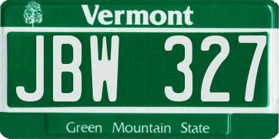 VT license plate JBW327