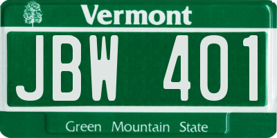 VT license plate JBW401