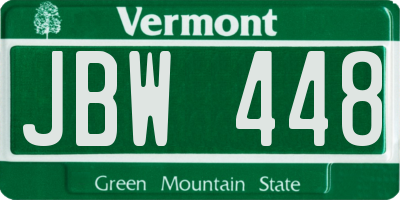 VT license plate JBW448