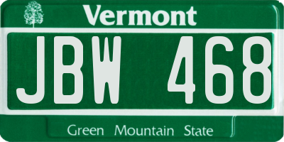 VT license plate JBW468
